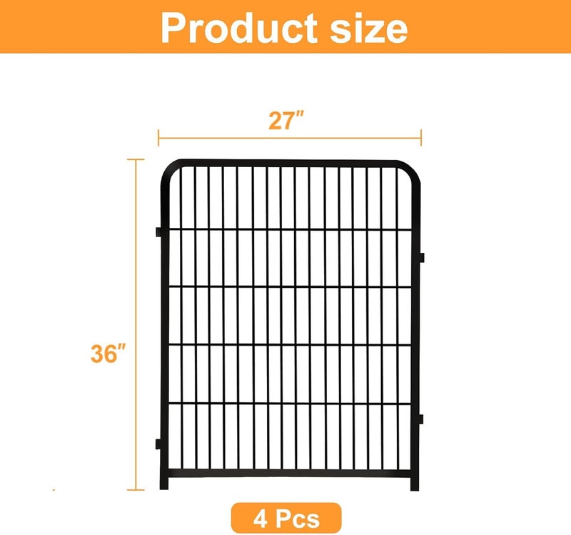 Getlay Garden Fencing 36 Inch High, 4 Panels Total 8.9 Ft(L) Dog Fence Outdoor for Yard, 4 One-Sided Plate, No Door, Anti Dig Fence Barrier, Dog Pen, Rabbit Fences, Garden Fences and Borders - Image 2